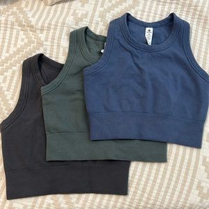 90 Degree by Reflex Longline Ribbed Cropped Tank Top/Sports Bra